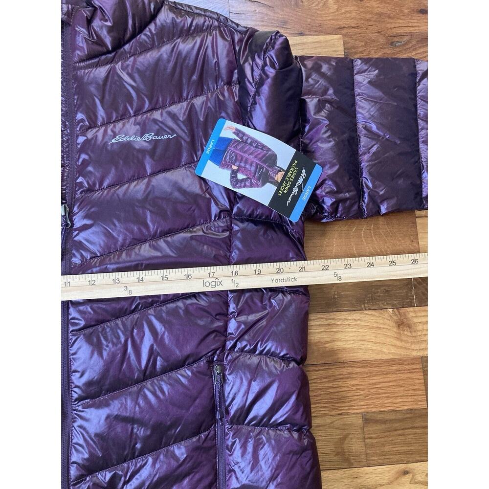 Eddie Bauer Ladies Down Packable Jacket Size Large Iridescent Plum Purple NWT - Picture 8 of 8
